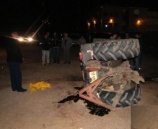 وفاة شرطي بانقلاب جرار زراعي في بلدة الناقورة قرب نابلس