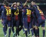 فريق برشلونة على ملعب دورا الدولي بعد شهر