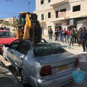 الشرطة والاجهزة الامنية تضبط وتتلف 165 مركبة غير قانونية في بيت لحم