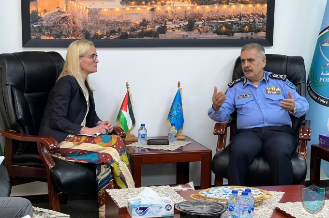 Major General Yusef Al-Helo, the  Chief of Police, met with Ms. Karen Limdal, the Head of the EUPOL COPPS Mission in Palestine, at his office in Ramallah