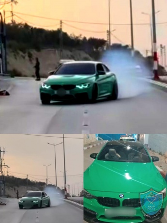 الشرطة تضبط مركبة لقيام سائقها بالتفحيط في نابلس