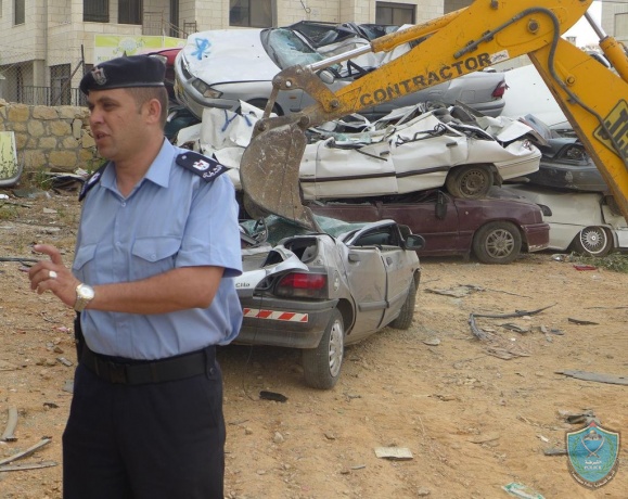 الشرطة تتلف 35 مركبه ودراجتين ناريتين في رام الله