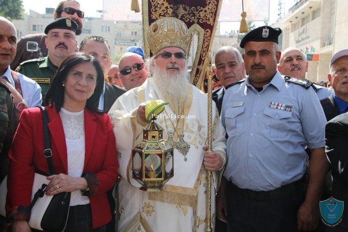 الشرطة تشارك وتؤمن استقبال النور المقدس القادم من القدس  الى  بيت لحم ورام الله ونابلس