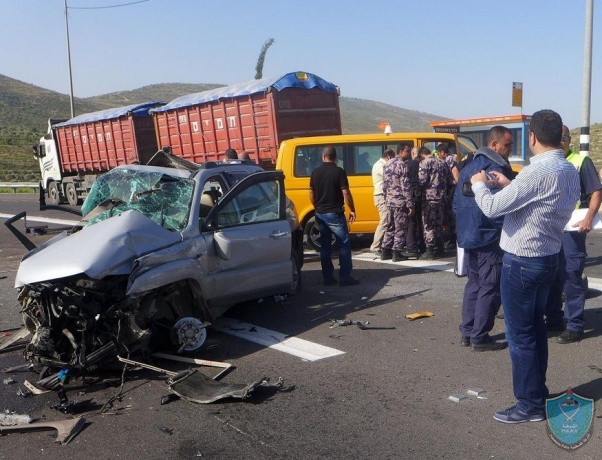 مصرع سيدة واصابة 13 شخص جراء حادث سير جنوب نابلس