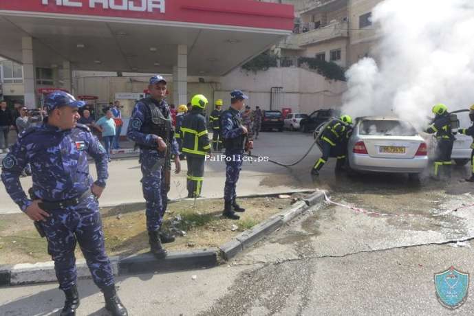 الشرطة تؤمن وتشارك بمناورة تدريبيه لجهاز الدفاع المدني بمخيم الدهيشة  في بيت لحم