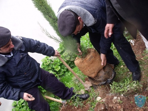 بمناسبة يوم الشجرة : الشرطة تشارك  في فعاليات زراعة الأشجار في سلفيت